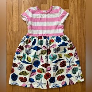 EUC Hanna Andersson Dress - US 10 Girls -Short Sleeve Pockets Stripes Sea Shells